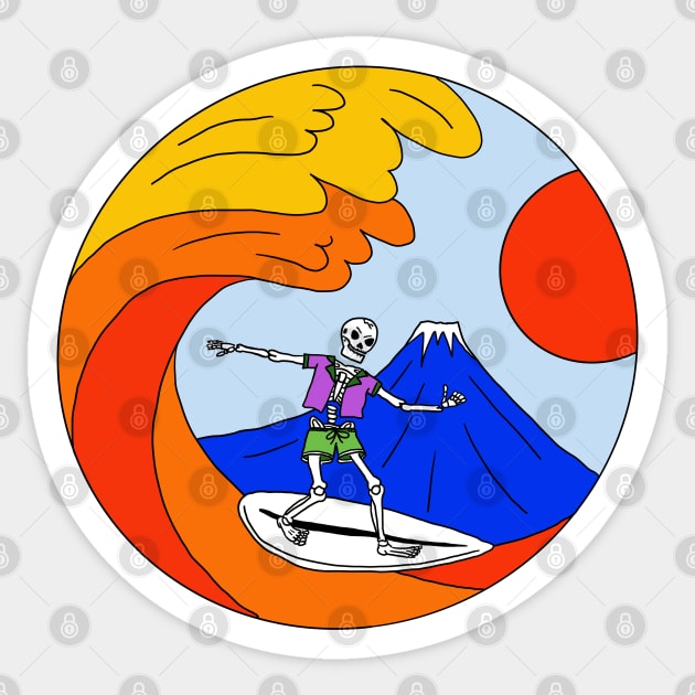 Skeleton Rides The Great Heatwave - survive the global warming Sticker by gekilemon